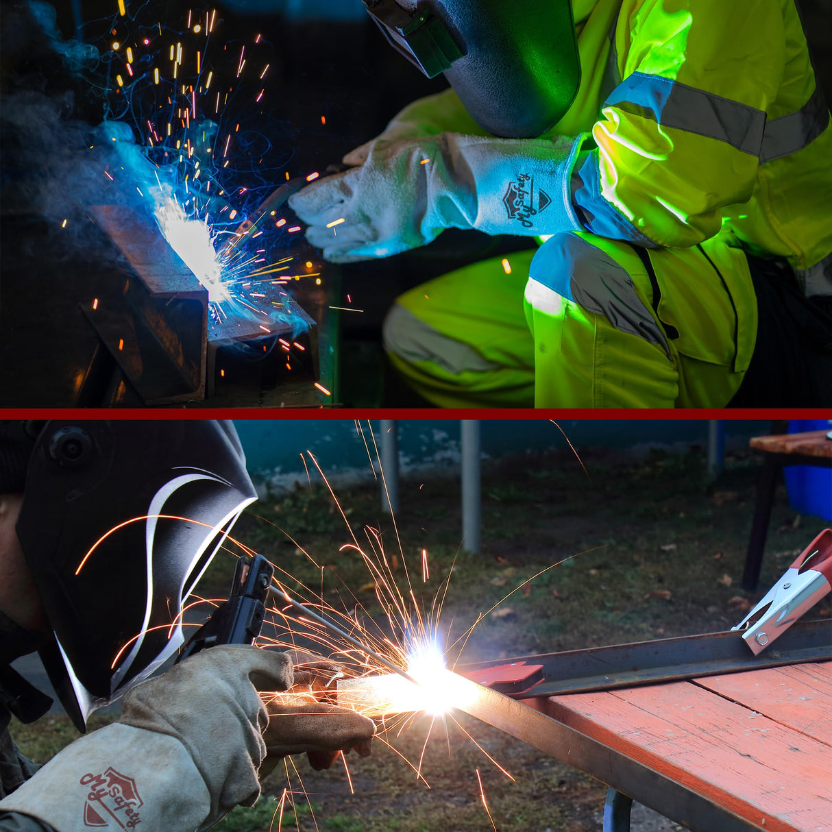 MYSAFETY Leather Welding Gloves for Men or Women, Fire and Heat Resistant gloves for Stick,Tig,Mig,Fireplace,BBQ,Oven,Grill,Wood Stove,Animal Handling Gloves,Bite Proof for Cat or Dogs,Welders Gifts MYSAFETY