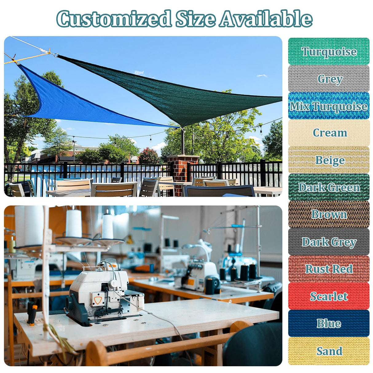 Shade&Beyond 10'x10' Sun Shade Sails Curved Canopy Square Sand 185GSM Shade Sail Permeable for Patio Deck Yard Backyard, (We Make Custom Size) Shade&Beyond