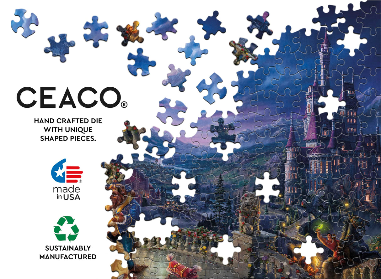 Ceaco - Thomas Kinkade - Disney - Beauty & The Beast Dancing in The Moonlight - 1000 Piece Jigsaw Puzzle Ceaco