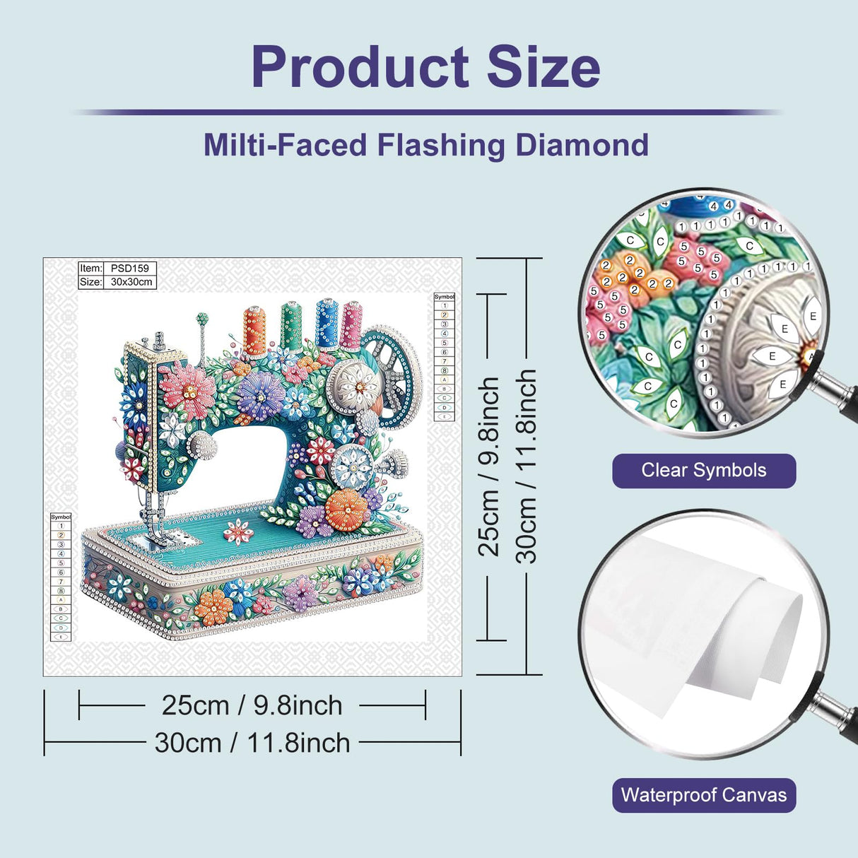 Anuver Sewing Machine Diamond Painting Kits for Adults, 5D Special Shape Crystal Rhinestones Diamond Painting for Beginners, Diamond Art Kits for Home Wall Decoration, 12×12 Inch Anuver