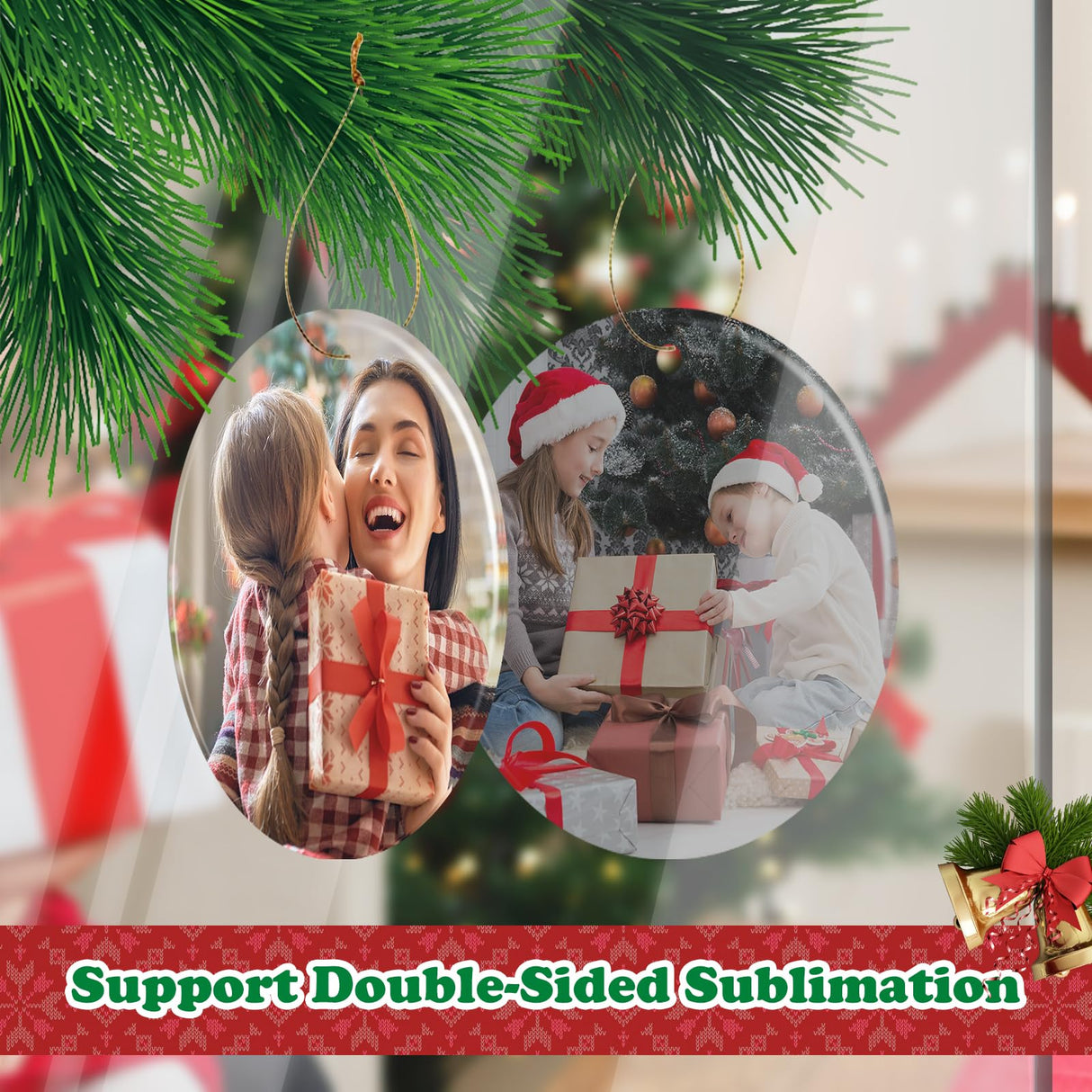 Sublimation Ceramic Ornaments Blank Christmas Personalized Ornament 10 PCS 3.5 Inch Round White Bulk DIY Chritsmas Tree Decoration WANZELONYO