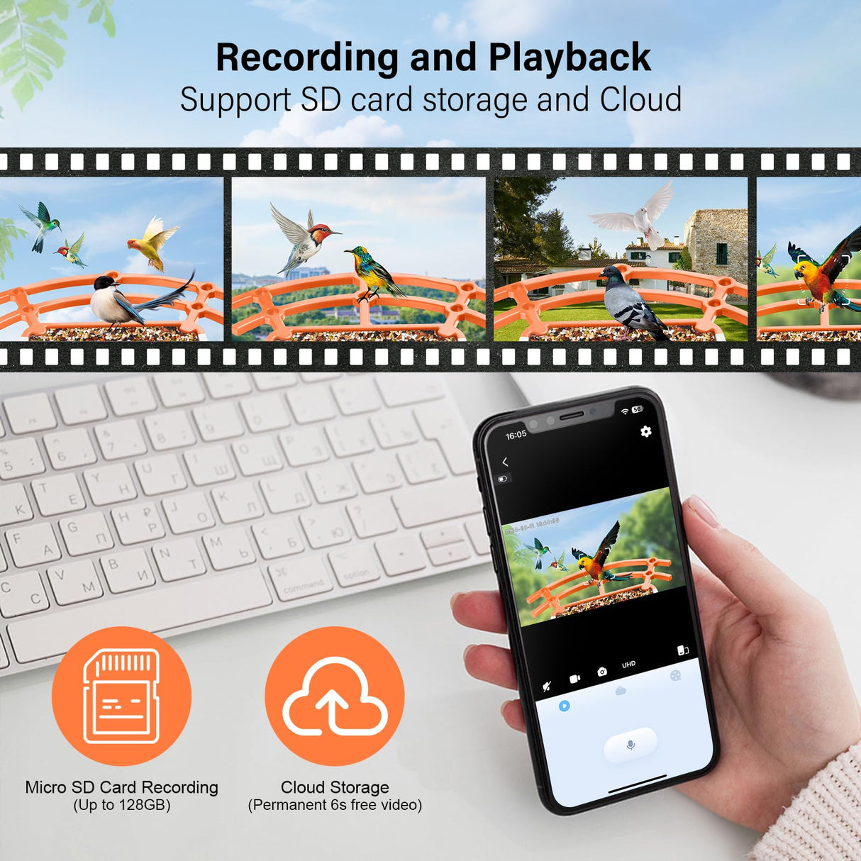 Smart Bird Feeder with Camera, Wireless Outdoor Solar Bird Feeder, Solar-Powered WiFi 1080P Live Camera, Auto Capture & Motion Detection ZENFLIX