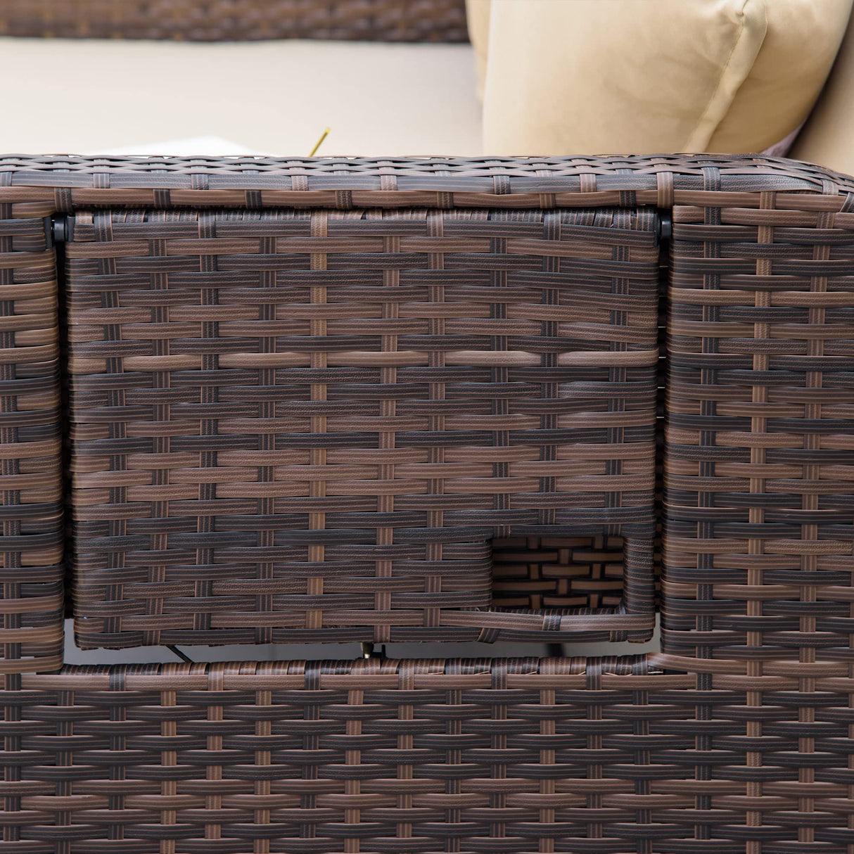 Outsunny Patio Rattan Daybed with Cushions, Wicker Outdoor Bed Lounger w/Loveseat, Storage Ottoman, Coffee & Side Tables, for Poolside, Porch, Backyard, Beige Outsunny