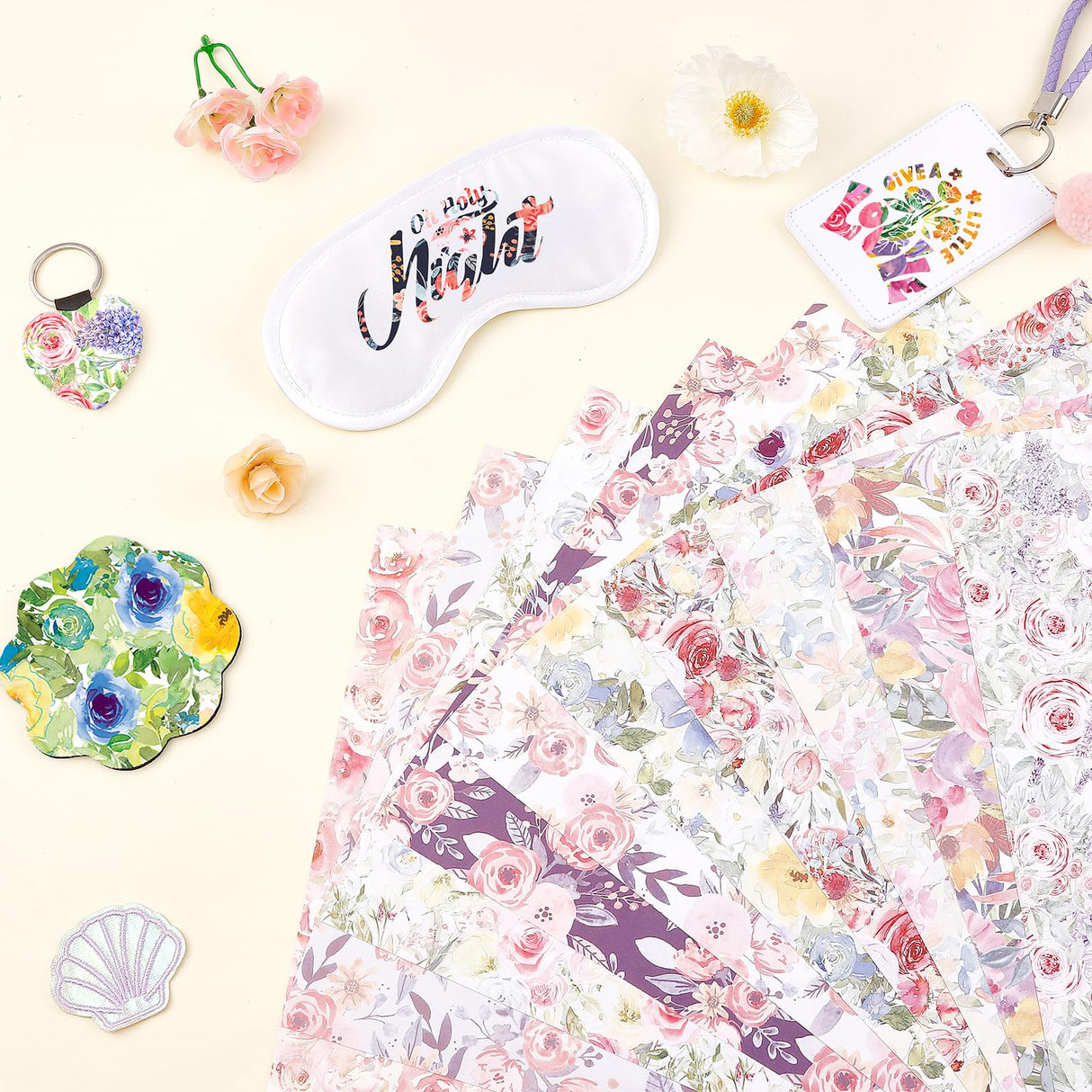 HTVSTD Floral Sublimation Transfer Ink Paper 10 Sheets 12inches * 10inches Watercolor Sublimation Paper Flower Transfer Sheets for Mugs Tumblers DIY HTVSTD