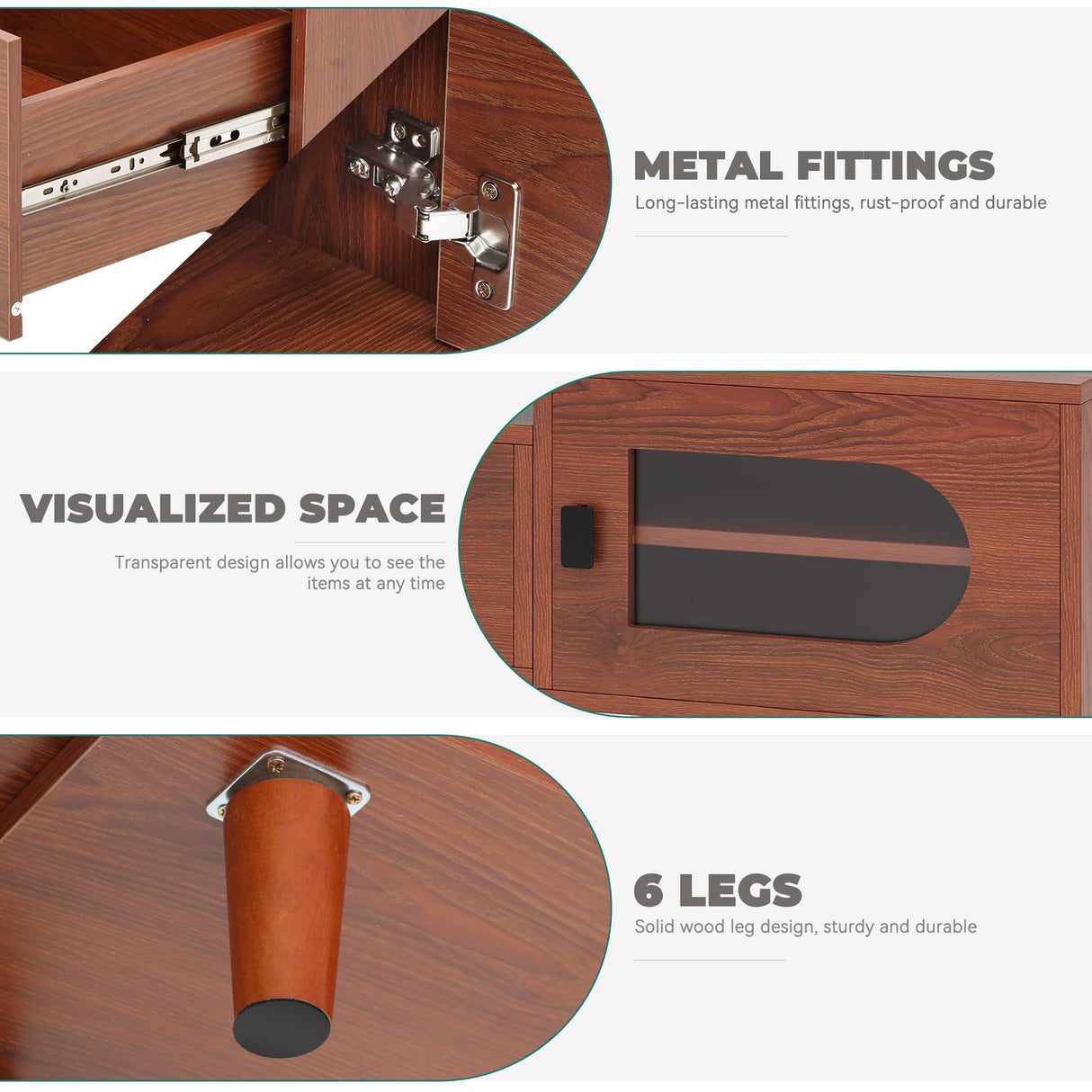 YITAHOME Extendable TV Stands with 2 Drawers & 1 Cabinet, Adjustable to Corner TV Cabinet, Modern Entertainment Center, TV Consoles for Living Room, Retractable to 64 Inches (Red Brown Walnut) YITAHOME