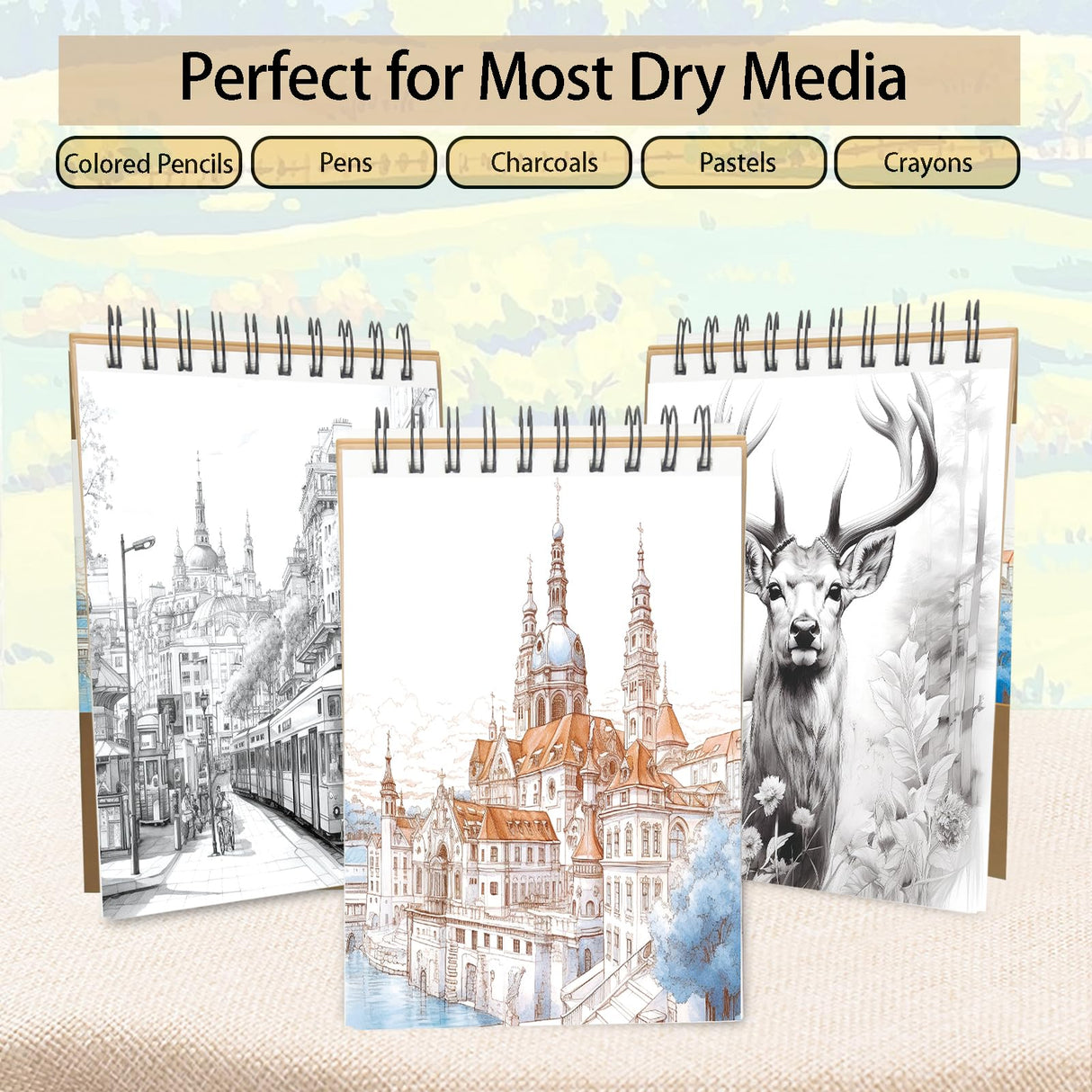 Crehatos 5.5" x 8.5" Sketch Book, Top Spiral Bound Sketch Pad, 100 Sheets Each 68lb/100gsm Drawing Paper, 2 Pack Crehatos