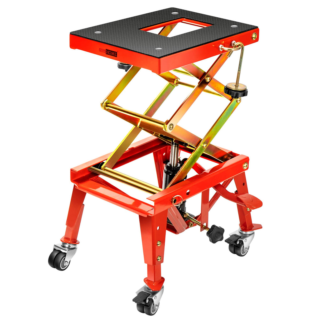 VIVOHOME 350 Lbs Heavy Duty Hydraulic Motorcycle Lift Jack Table Foot Operated ATV Dirt Bike Scissor Stand with 4 Wheels VIVOHOME
