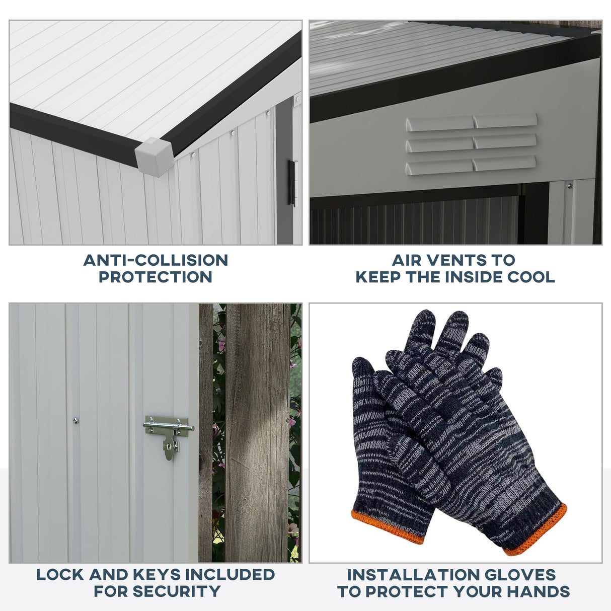 Outsunny 4' x 7.7' Metal Outdoor Storage Shed, Lean to Storage Shed, Garden Tool Storage House with Lockable Door and 2 Air Vents for Backyard, Patio, Lawn, White Outsunny