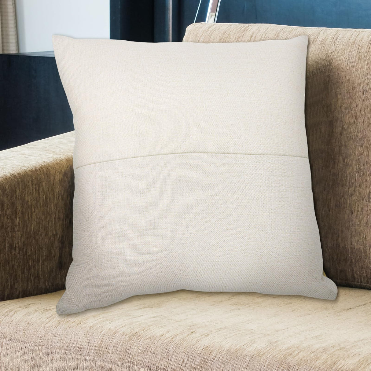 TopTie 4 PCS Sublimation Pillow Covers Blank with Pocket, Book Small Items Storage 18 x 18 Inches Linen Pillow Case TopTie