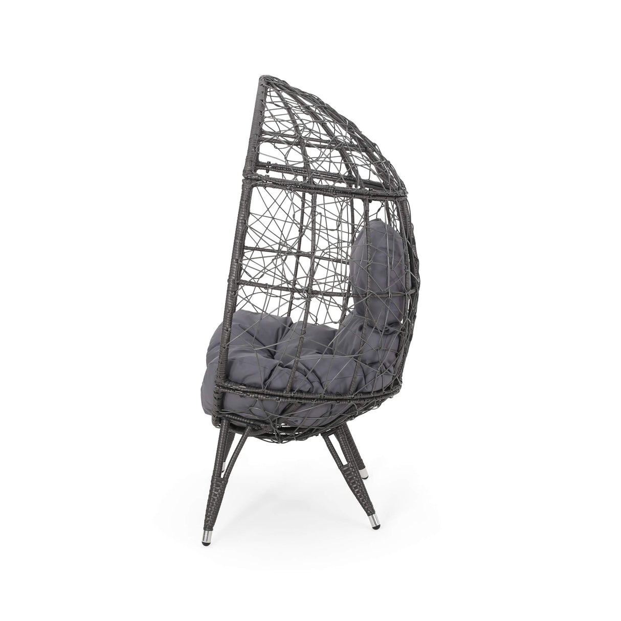GDFStudio Valerie Outdoor Wicker Swing Chair with Cushion, Gray and Dark Gray GDFStudio
