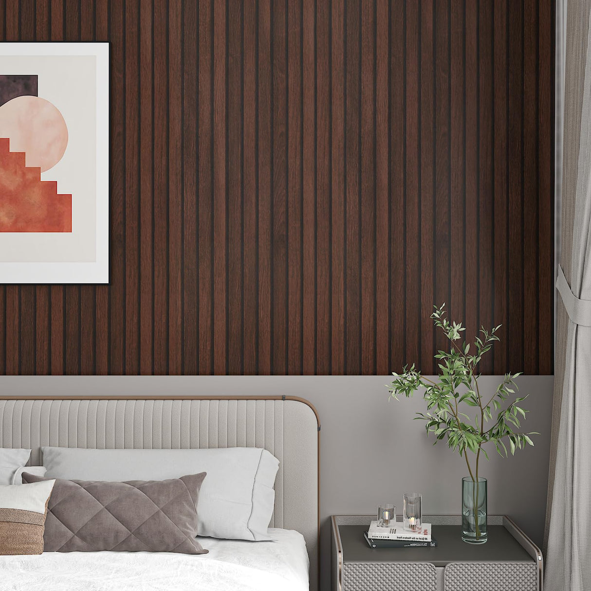 CHIHUT 17.7”x236” Dark Brown Vertical Wooden Slat Wallpaper Peel and Stick Self Adhesive Wood Grain Vinyl Contact Paper Rustic Striped Wood Grating Wrap for Farmhouse Countertops Cabinets Doors Walls CHIHUT