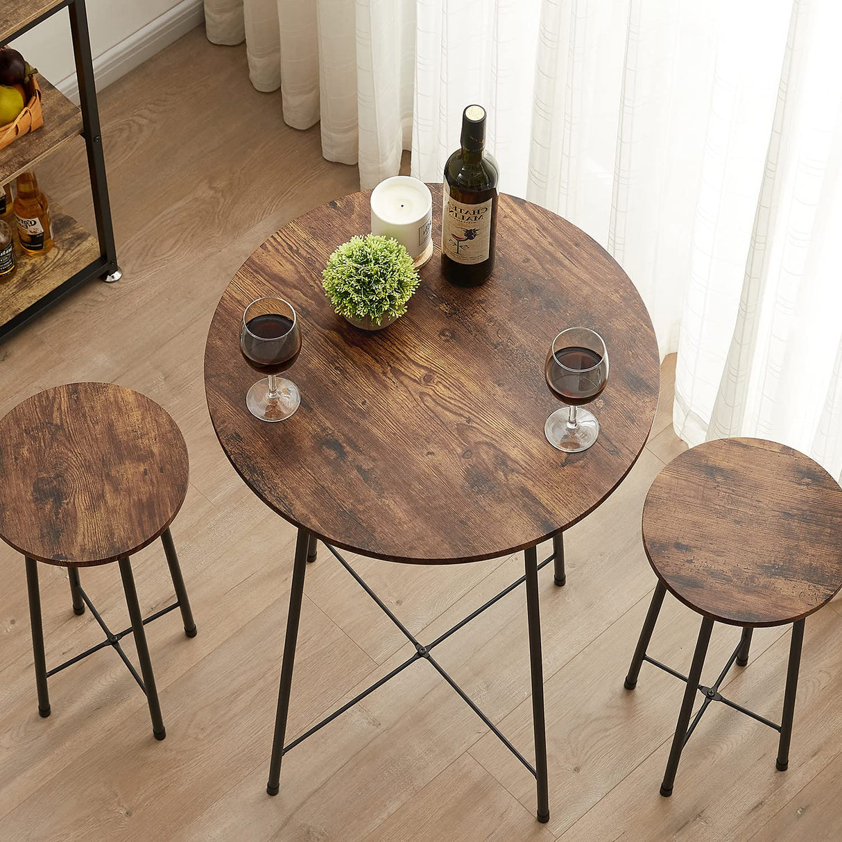 Modern Brown Round Bar Table - VECELO 23.6" Bistro Dining Furniture for Breakfast & Pub Use VECELO