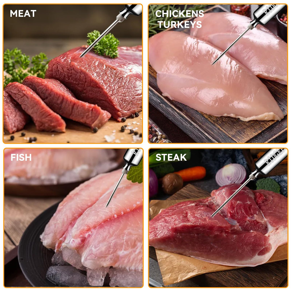 RIDGEPOLE Meat Injector, Marinade Injector with 3 Marinade Needles,Seasoning Injector, Turkey Injector Syringe,2-OZ Large Capacity, All Stainless Steel 2024 UPDATE RIDGEPOLE