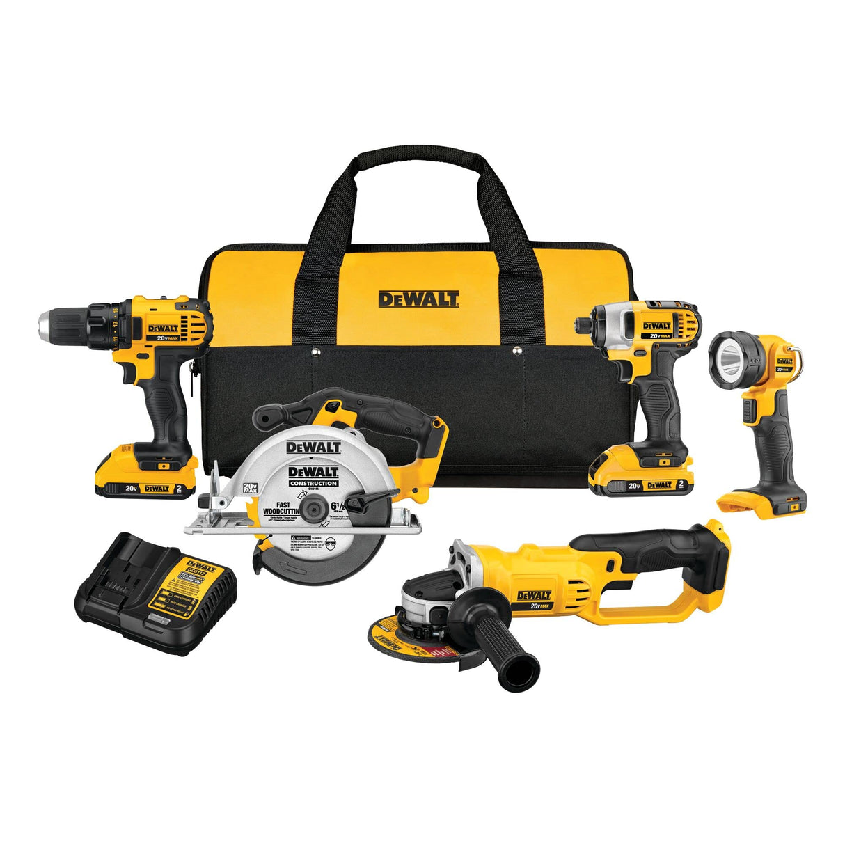 DEWALT 20V MAX Combo Kit, Compact 5-Tool (DCK521D2) DEWALT
