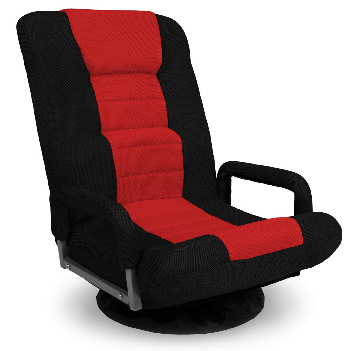 Best Choice Products Swivel Gaming Chair 360 Degree Multipurpose Floor Chair Rocker for TV, Reading, Playing Video Games w/Lumbar Support, Armrest Handles, Adjustable Backrest - Black/Red Best Choice Products
