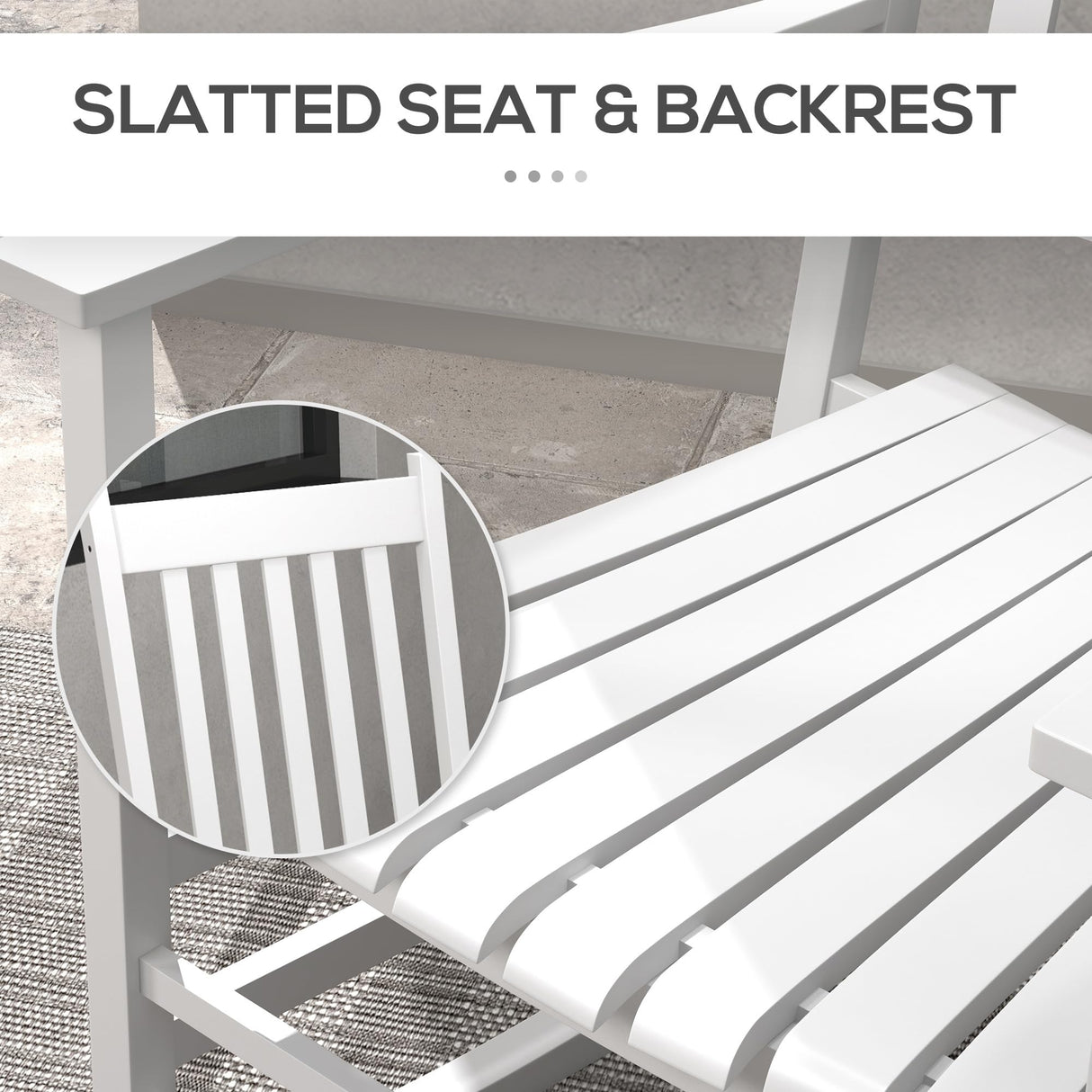 Outsunny Wooden Rocking Chair Set w/Foldable Side Table, Outdoor Rocker Chairs with Curved Armrests, High Back, Slatted Top Table for Garden, Balcony, Porch, Supports Up to 352 lbs., White Outsunny