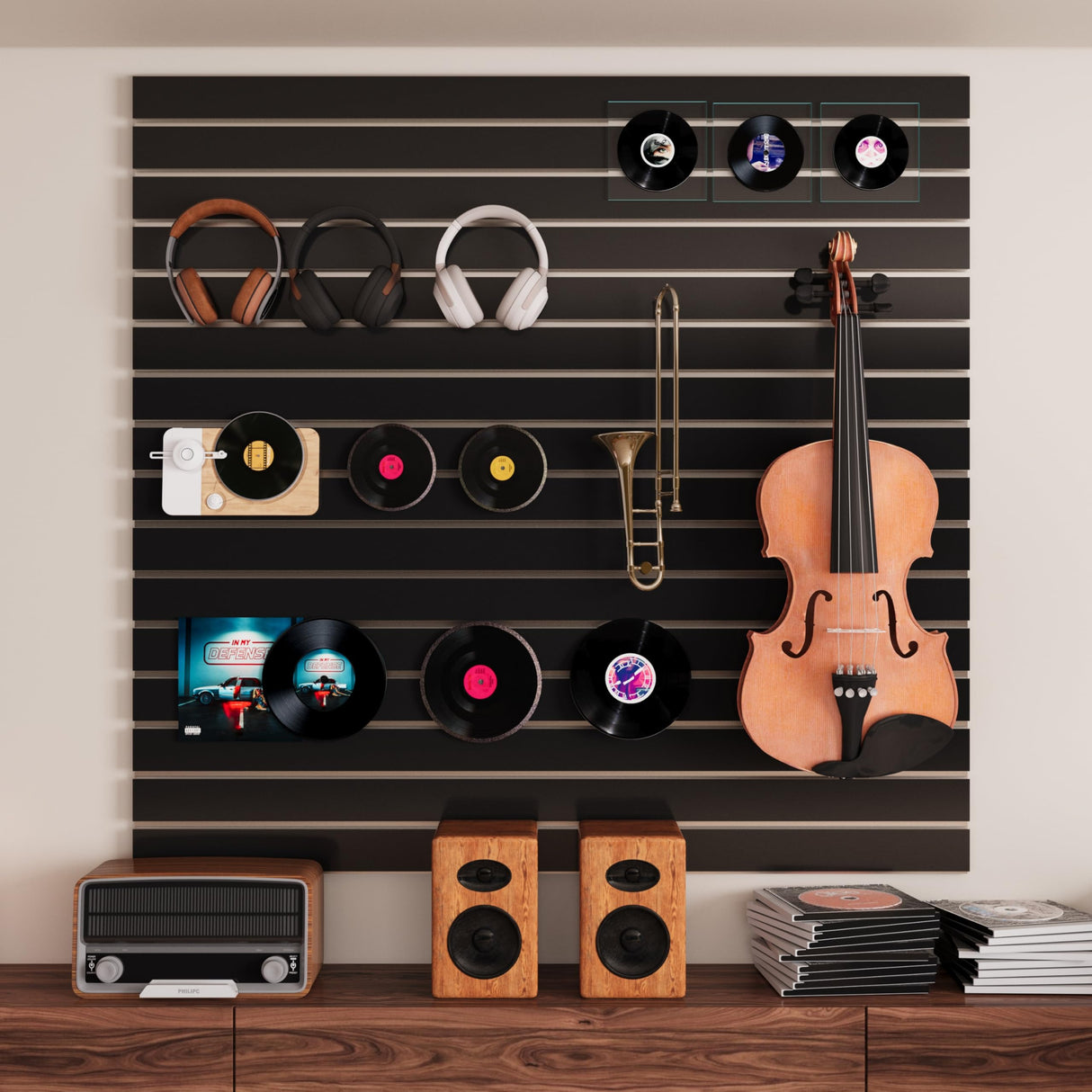 Garage Slat Wall Storage Systems Slatwall Panels 2 Pack 4'x2', Black MDF Slat Wall Paneling for for Retail Display, Horizontal Slatted Board Garage Slatted Panel Wood Panels for Home Storage FRAYSCENT