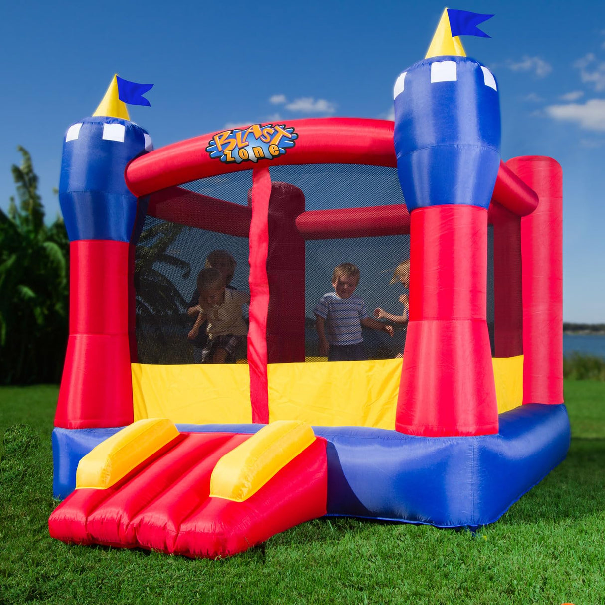 Blast Zone Magic Castle - Inflatable Bounce House with Blower - Premium Quality - Indoor/Outdoor - Portable - Sets Up in Seconds Blast Zone