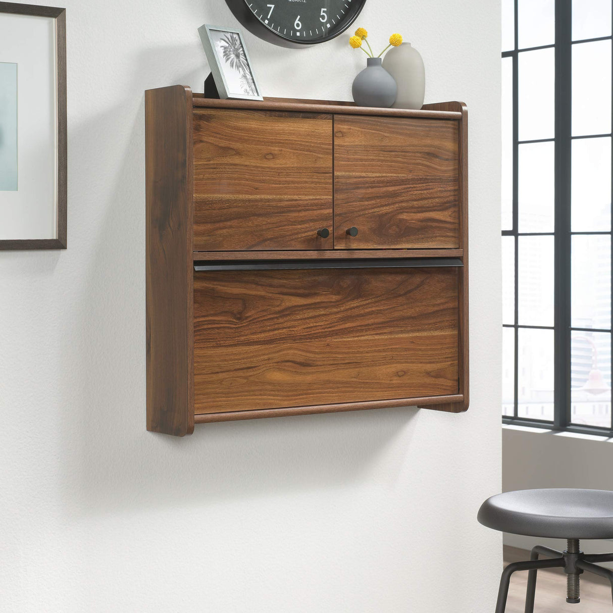 Sauder Harvey Park Wall Desk, Grand Walnut Finish Sauder