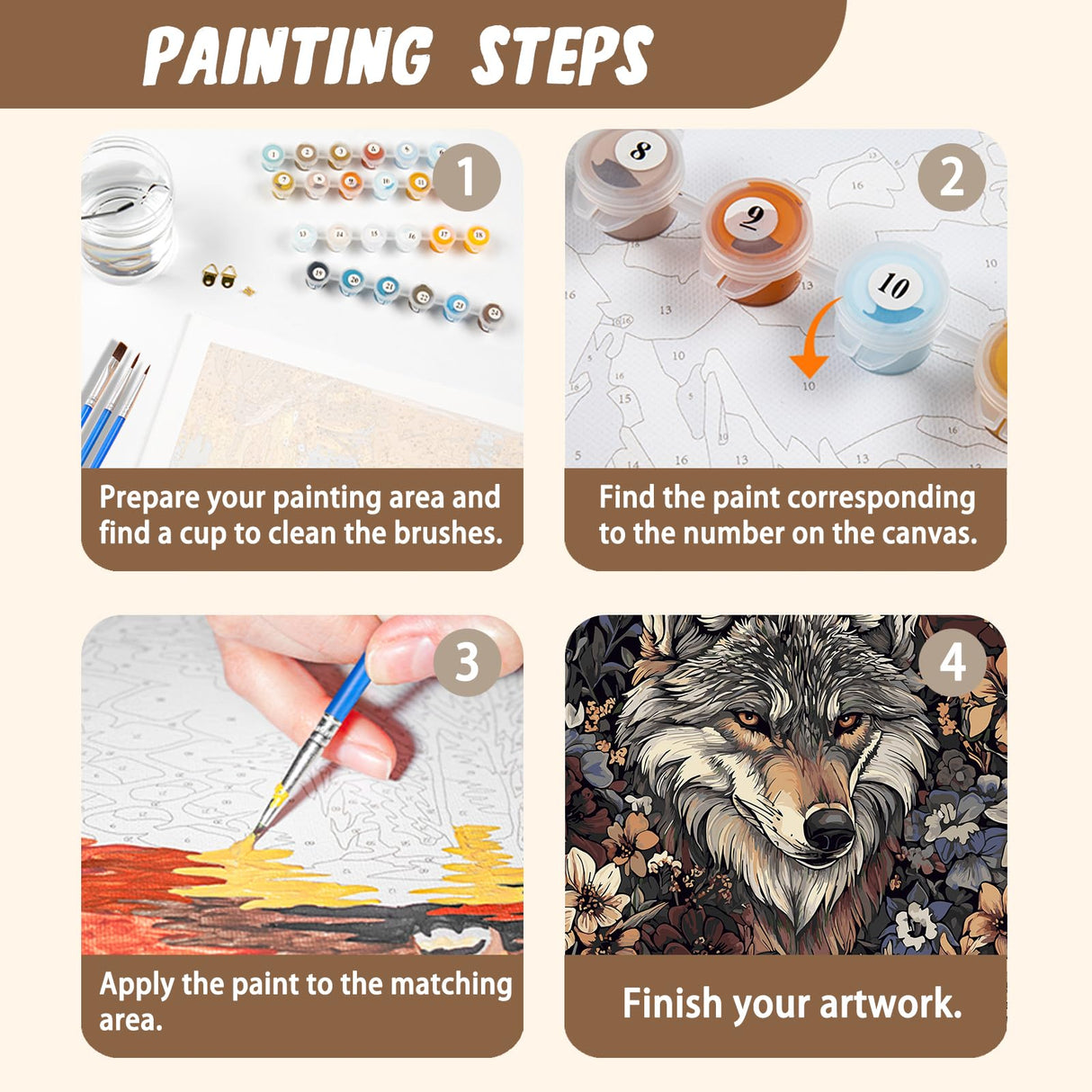 XTCIXAL Wolf Paint by Numbers Kit for Adults, Wolf Paint by Number for Adults, Beginners Acrylic Canvas Painting Kits for Home Wall Decor 16x20 Inch XTCIXAL