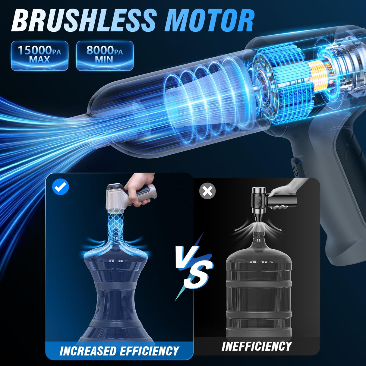 IHE Handheld Car Vacuum Cleaner, 15000Pa Vacuum Cleaner and Air Duster, 120W High Power Wet and Dry Handheld Car Vacuum Cleaner with Multi-Nozzles for Car, Pet, Office, Home Cleaning IHE