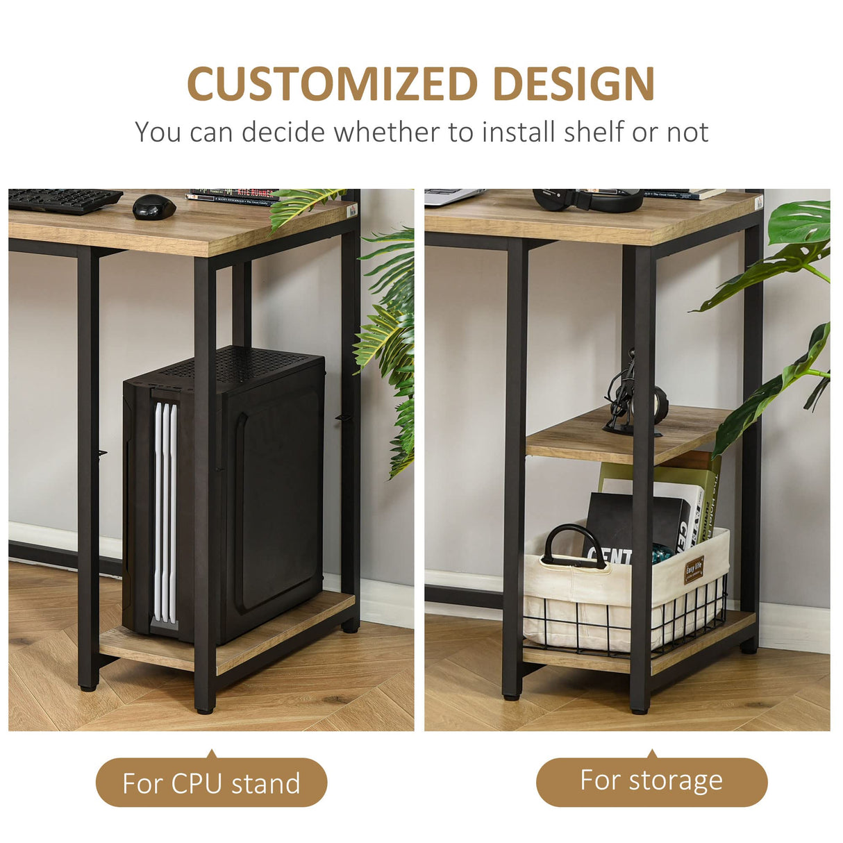 HOMCOM 78.75 Inches Double Computer Desk for Two Person, Extra Long Home Office Desk with Monitor Shelf and CPU Stand, Brown HOMCOM