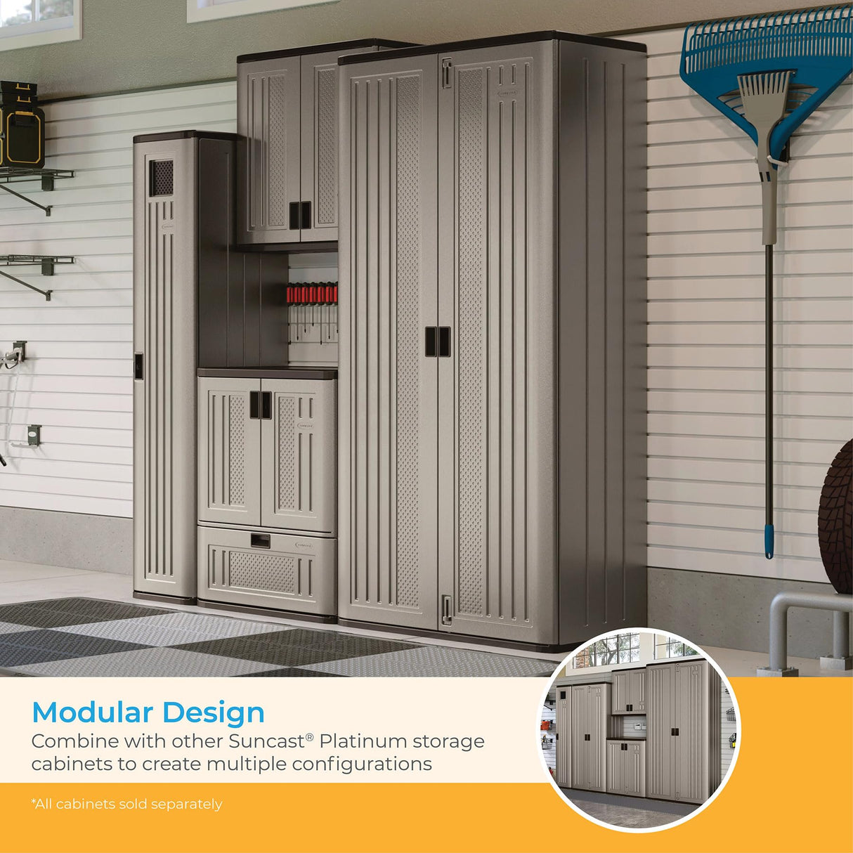 Suncast BMC8000 Storage Cabinet, 40.00 x 20.25 x 80.25, Silver Suncast