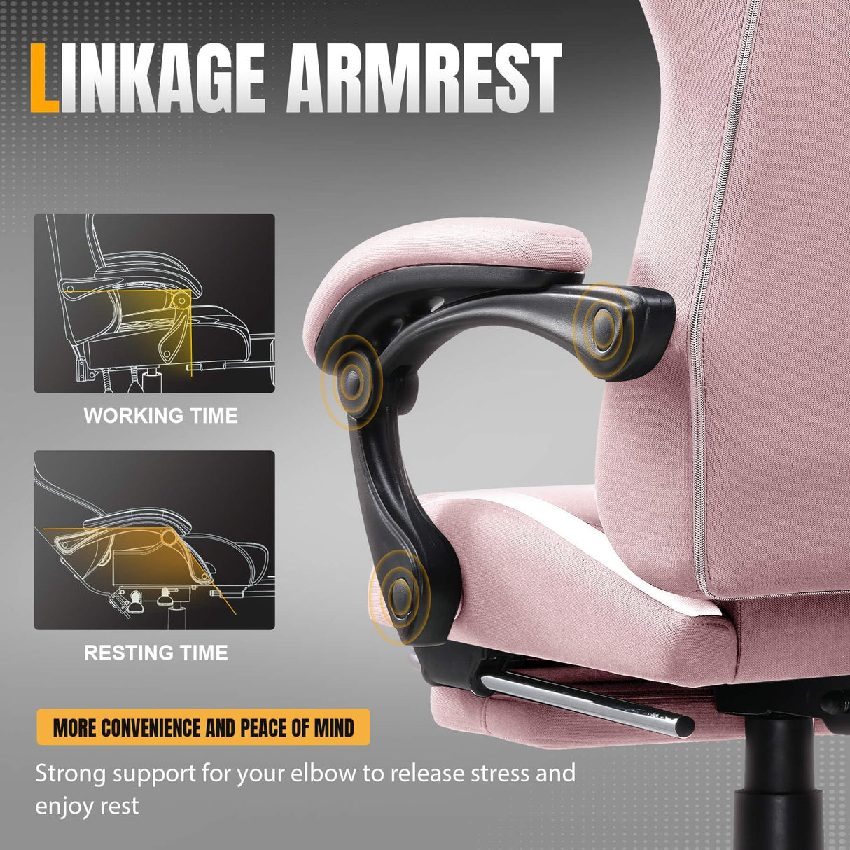 GTRACING Gaming Chair Ergonomic Office Chair with Foot Rest & Pocket Spring Cushion, High Back Computer Desk Chair with Headrest & Lumbar Support, Breathable Fabric Game Chair for Adults, Pink GTRACING
