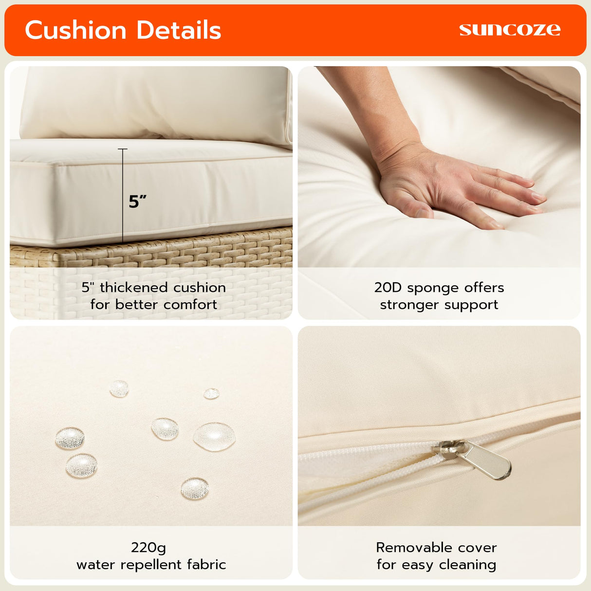 SUNCOZE Outdoor Sectional Furniture, 12 Pieces Outdoor Patio Furniture Sets PE Rattan Wicker Sofa Set, All Weather Patio Conversation Set with Cushion and Ottoman for Deck Lawn Pool SUNCOZE