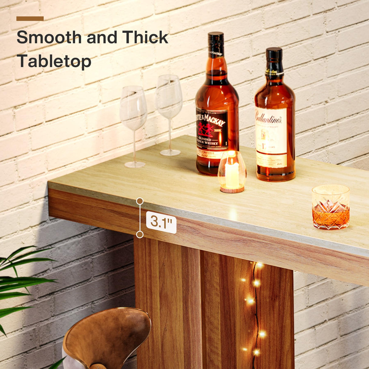 Tribesigns Long Bar Table, 62.9-Inch Rectangular Counter Height Pub Table for Kitchen Dining Room Tribesigns
