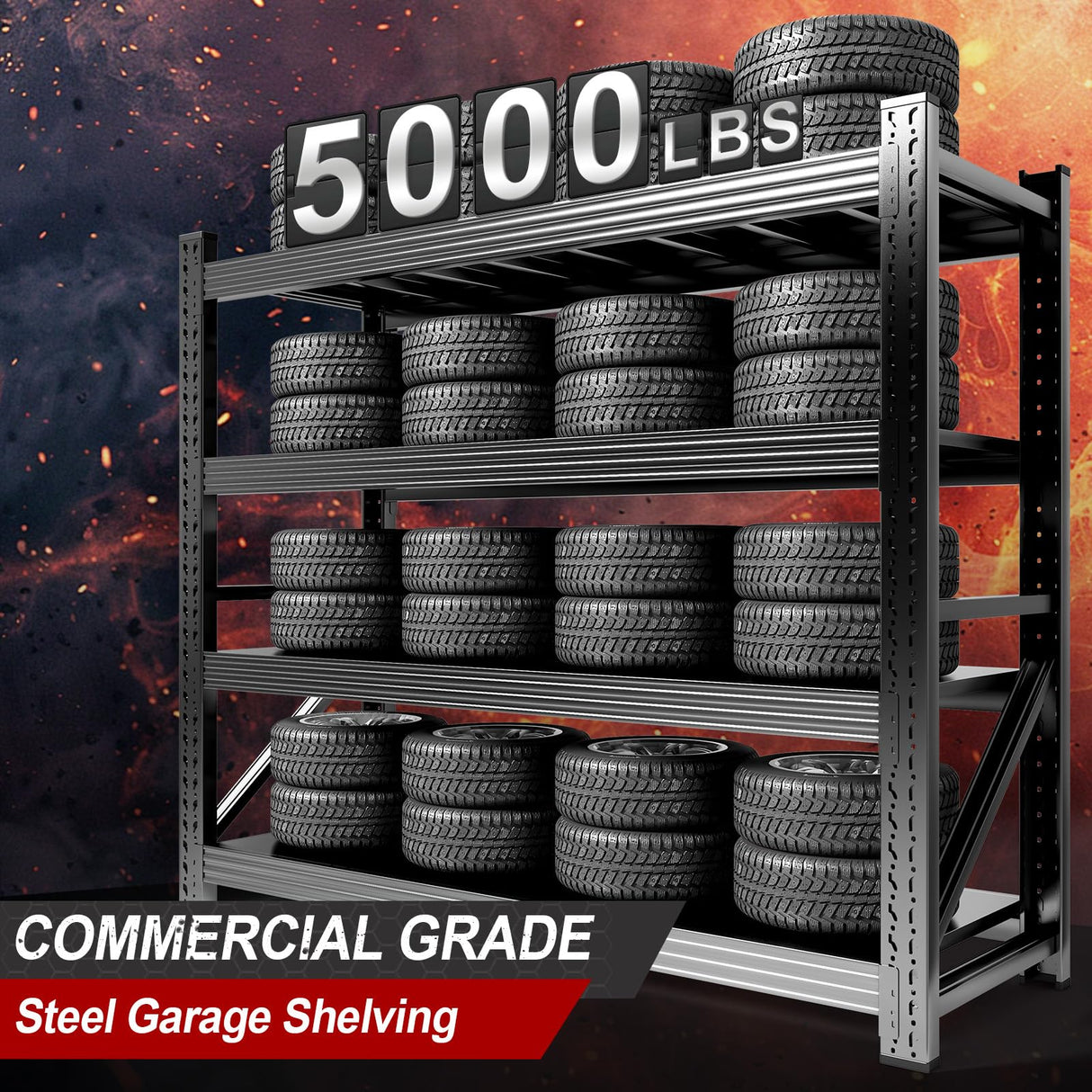 Garage Storage Shelves, 5000lbs 4 Tier Adjustable Garage Shelving, Heavy Duty 60" W x 24" D x 60" H Metal Shelving Unit, Utility Rack Shelf, Industrial Shelve Units for Storage Warehouse Pantry Closet Abesthink