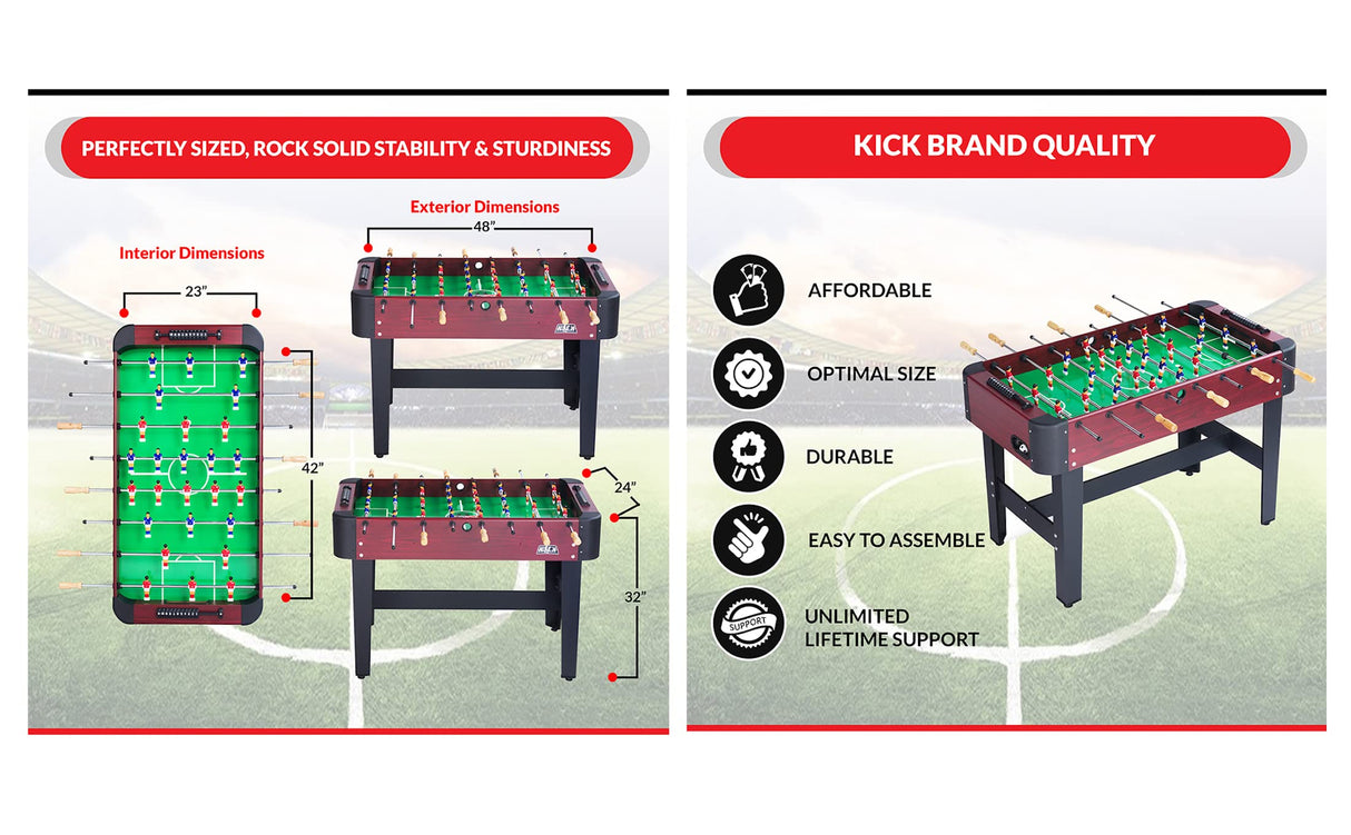 KICK Conquest 48″ Foosball Table (Brown) KICK