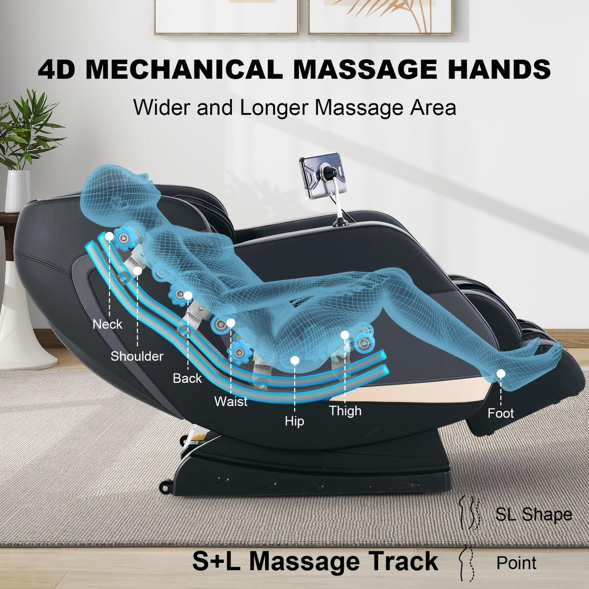 Advanabd 4D Massage Chair Full Body|Zero Gravity Shiatsu Massage Chairs Recliner with Heated SL Track Bluetooth Speaker Airbag Yoga Stretch, Foot Roller (Black) Advanabd