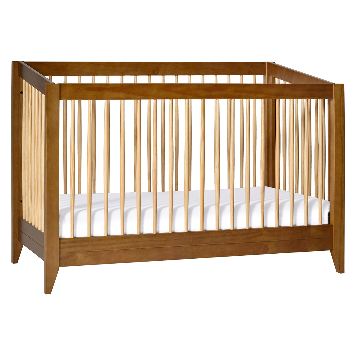 Babyletto Sprout 4-in-1 Convertible Crib with Toddler Bed Conversion Kit in Chestnut and Natural, Greenguard Gold Certified babyletto
