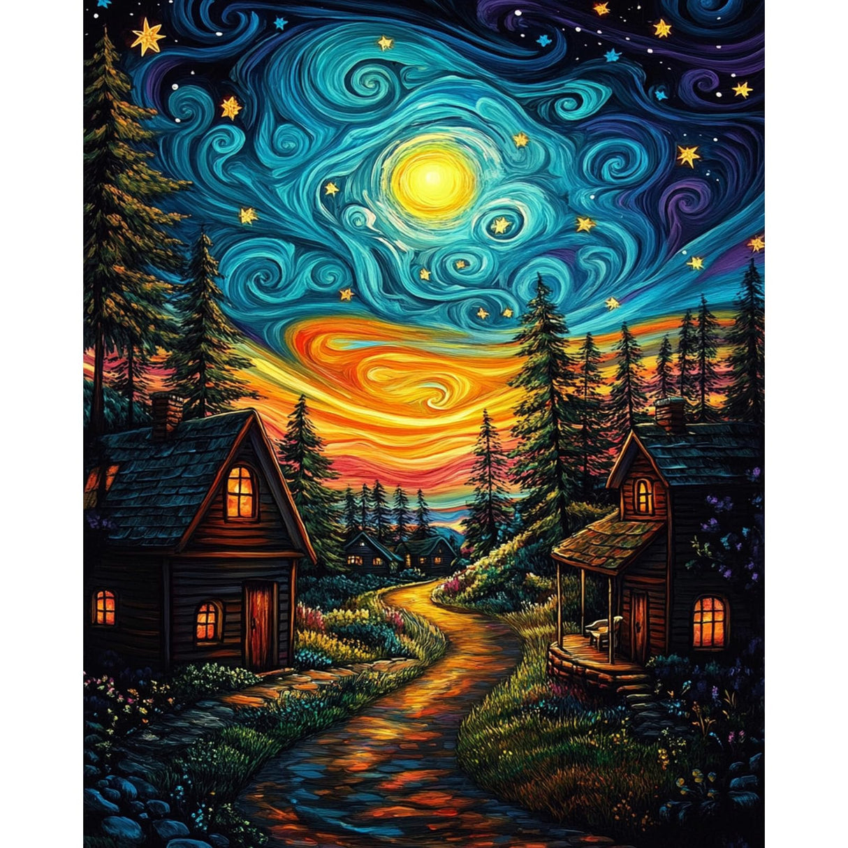 NEWENMO Starry Paint by Numbers Kit for Adults, Moon Night Paint by Numbers on Canvas Unframed, DIY Oil Painting Perfect for Beginner, Craft, Hobbies and Home Wall Decor 16x20 Inch NEWENMO