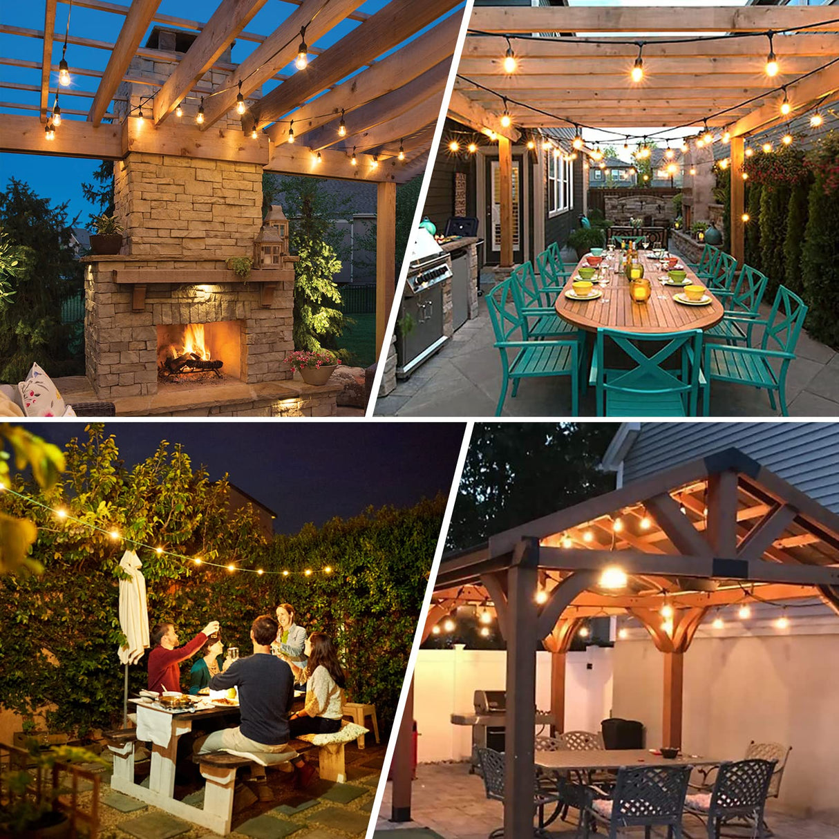 BRIMAX 12FT Outdoor String Lights with 5 LED Bulbs Outdoor Lights Shatterproof Edison Bulb Commercial Grade Waterproof LED Outside Light for Bistro Gazebos Porch Patio Garden BRIMAX