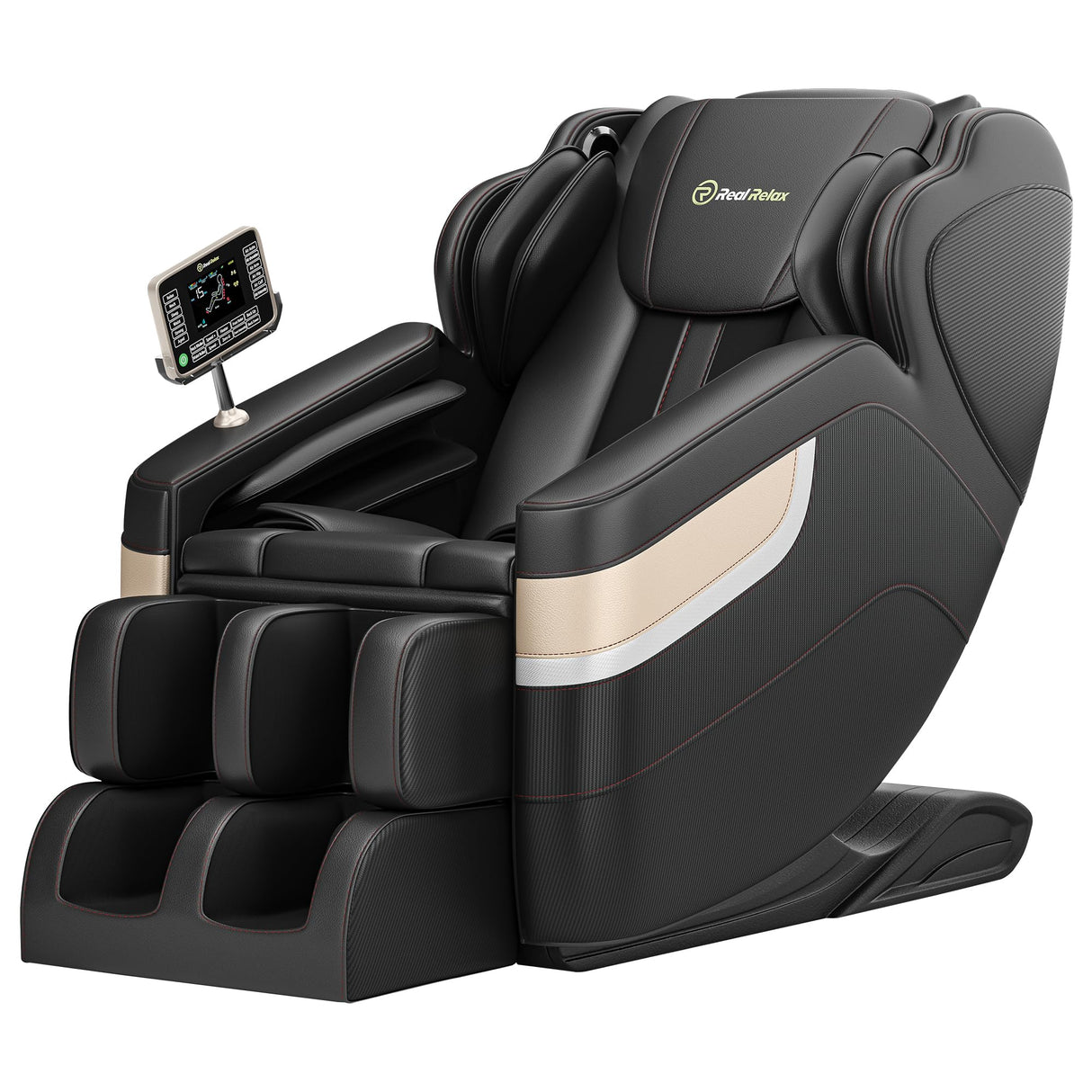 Real Relax Massage Chair, Full Body Zero Gravity Massage Recliner, with Auto Modes, Waist Heating, LCD, Bluetooth, Foot Massage, Black Real Relax