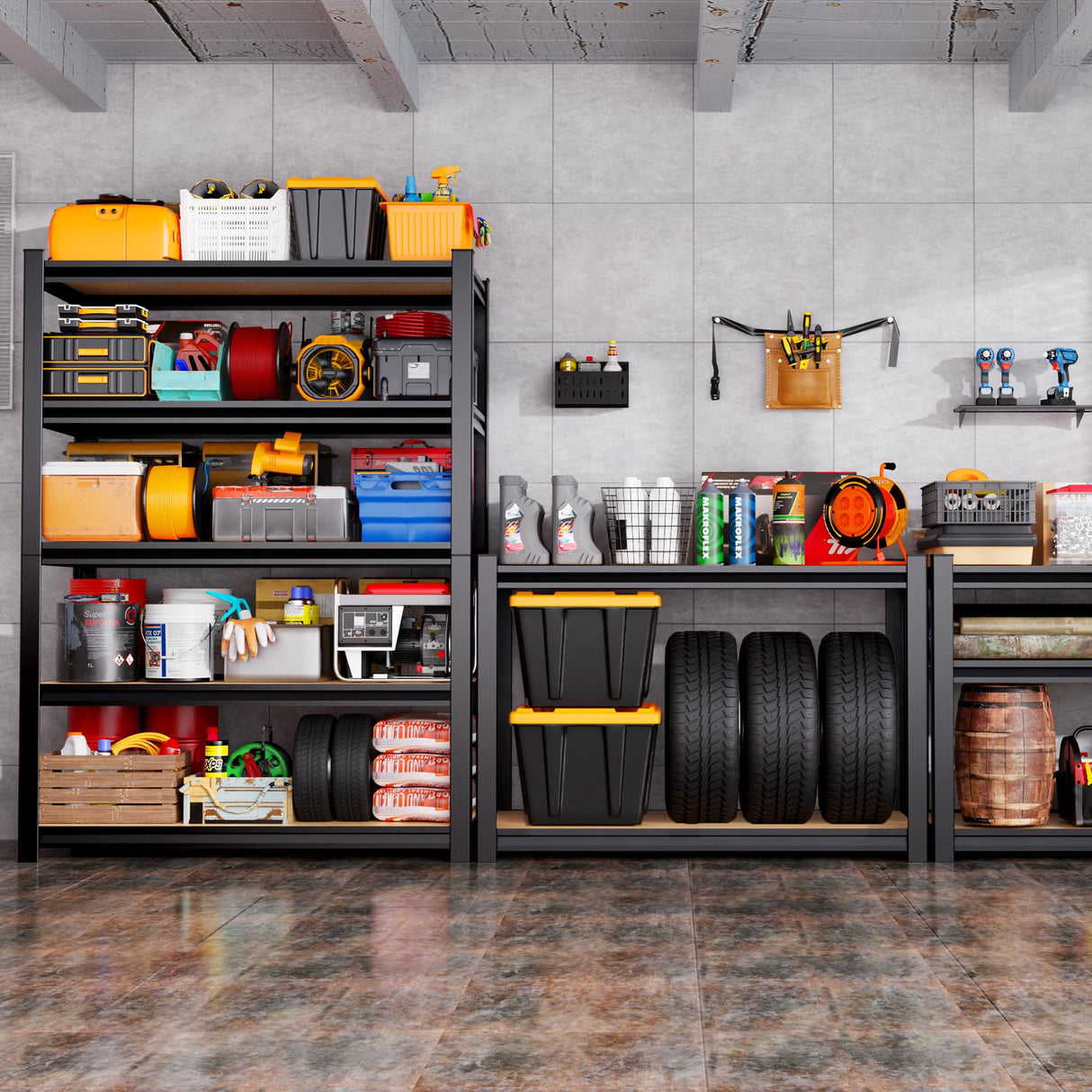 Garage Shelving,3 Tier Garage Storage Shelves,Adjustable Heavy Duty Metal Shelving Units and Storage Large Rack,Utility Steel Shelf For Shop Warehouse Industrial Pantry Basement Organizers 33"x35"x16" JOJUOU