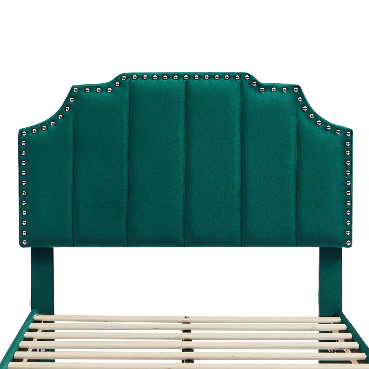 VECELO Twin Upholstered Platform Bed Frame for Kids,Girls,Boys,with Tufted Adjustable Headboard/Mattress Foundation/Wood Slat Support,Easy Assembly,Dark Green VECELO