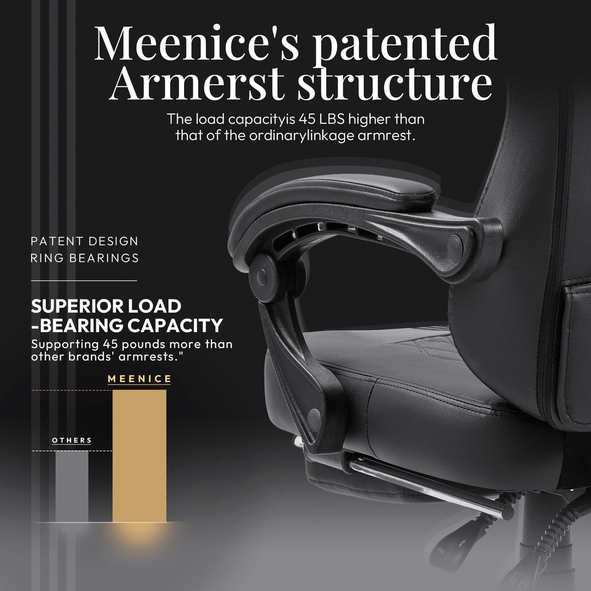 MEENICE Ergonomic Gaming Chair with Pocket Spring Cushion and Breathable Leather, Cooling Gel and Massage Lumbar Support, Adjustable High Back Office Chair for Adults and Kids - Supports up to 300LBS MEENICE