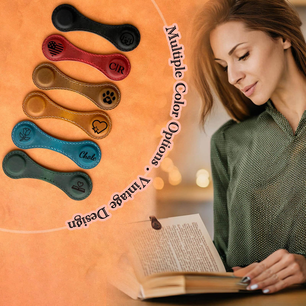 Personalised Magnetic Leather Bookmark, Custom Bookmark, Reader Gift, Book Lover Gift, Anniversary Gift, Wedding Gift (Customized All Colors) KIKIDWIS