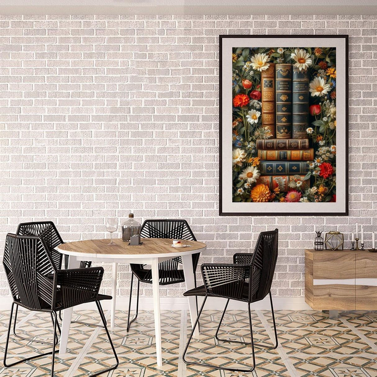 Books Diamond Art Kits for Adults, Flower 5D Diamond Painting for Adults, Gem Painting Kit Parts for Wall Home Decor Arts Craft 12x16 inch Clendo