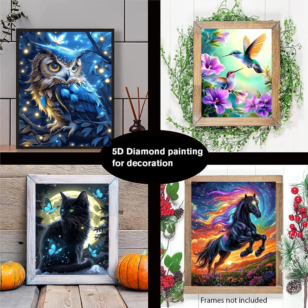 CraftCraze 12 Pack Animals Diamond Art Painting Kits for Adults - 5D Diamond Dots for Adults Beginner,DIY Round Full Drill Gem Art Painting by Numbers kit for Wall Decor Gifts 12x16 inch CraftCraze