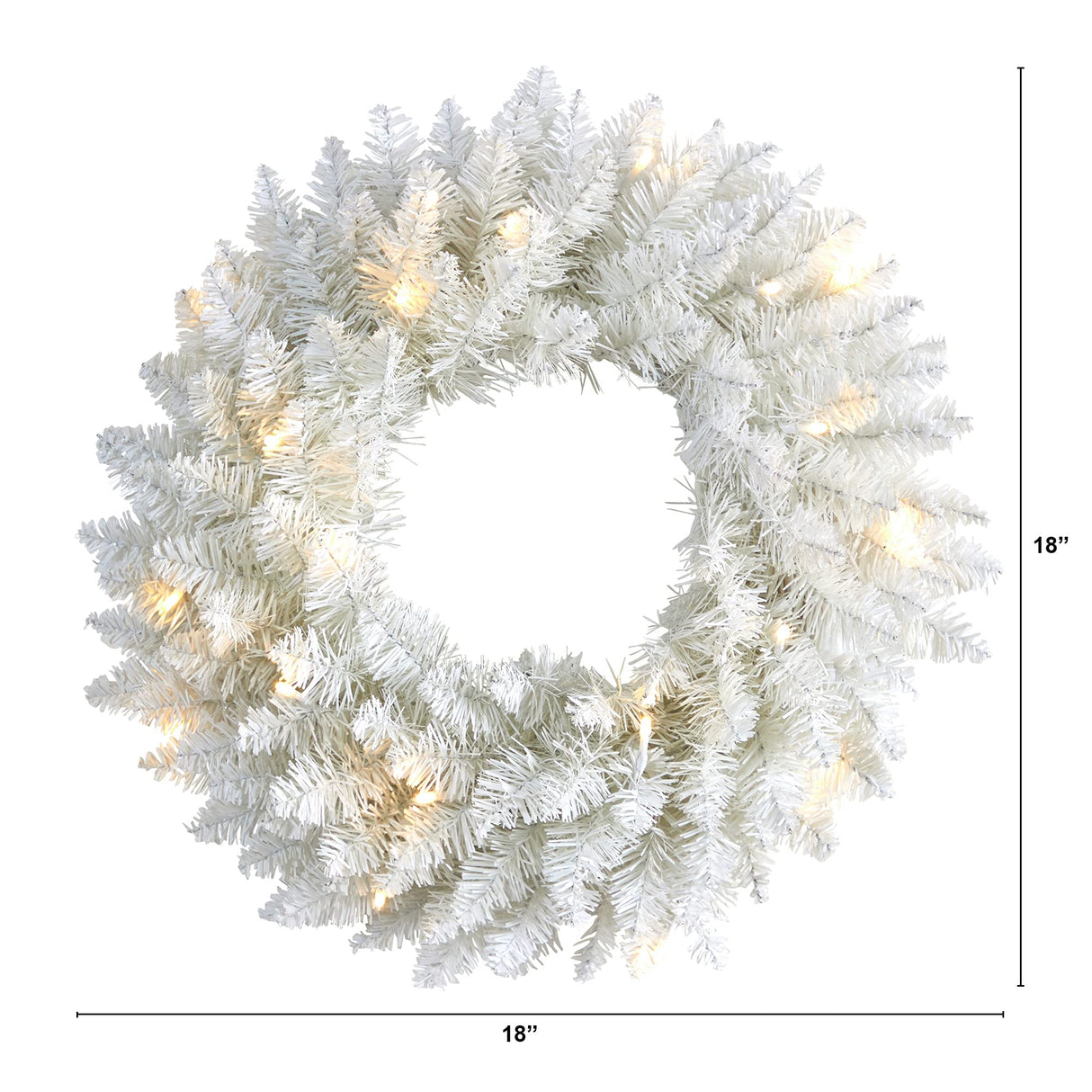Nearly Natural 18in. White Colorado Spruce Artificial Christmas Wreath with 129 Bendable Branches and 20 Warm LED Lights Nearly Natural