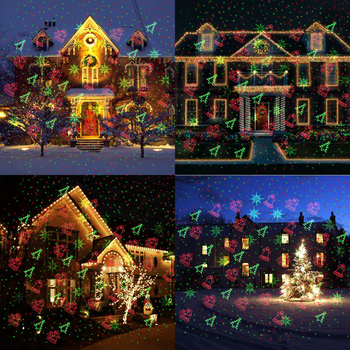 Christmas Projector Lights Outdoor Holiday Laser Lights Landscape Spotlight Red and Green Star Shower with 360 Accessibility Wireless Remote Christmas Decor for Xmas Party Outdoor Garden Patio Wall Y YUEGANG