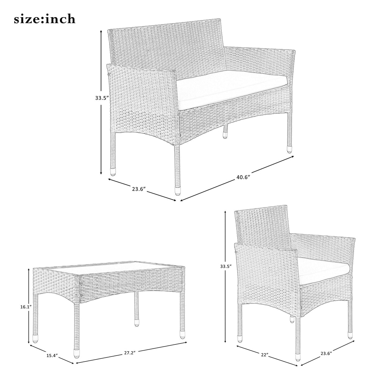 UNIROI Outdoor Patio 8 Pieces Rattan Furniture Set, Dark Brown UNIROI