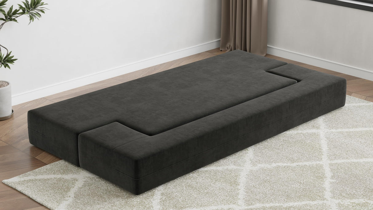 Luoxiao Folding Sofa Bed 2-in-1 Convertible Twin Sleeper Sofa Futon with 2 Pillows - Floor Couch & Bed Mattress for Apartments, College Dorms, Guest Room, Living Room, Dark Grey Luoxiao