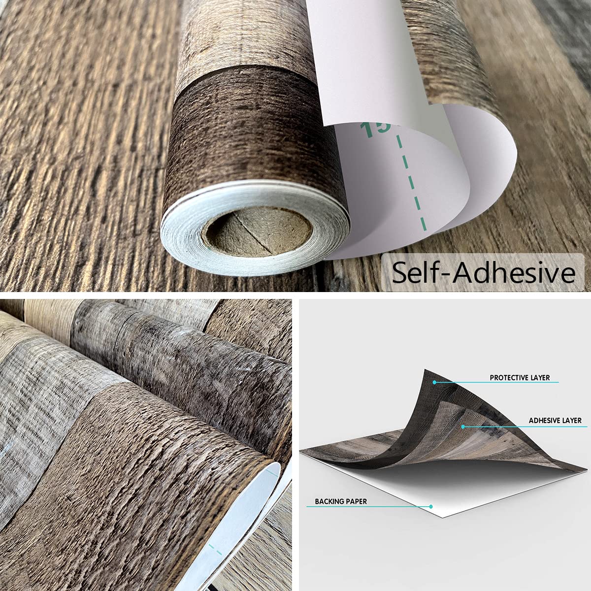 Livebor Gray Wood Peel and Stick Wallpaper Faux Wood Contact Paper 17.7inch x 118.1inch Wood Wallpaper Peel and Stick Shiplap Contact Paper Planks Self Adhesive Wallpaper Distressed Wood Wall Paper Livebor