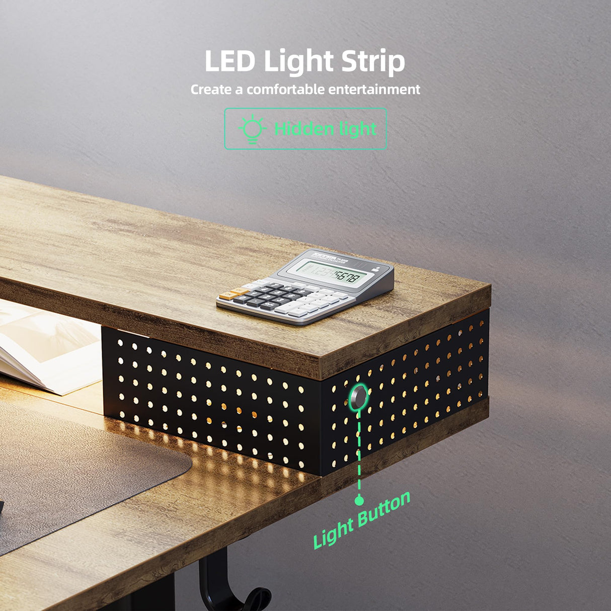 Claiks Electric Standing Desk with Shelf, 48 Inch Height Adjustable Standing Desk with LED Lights & Monitor Stand, Black Frame/Rustic Brown Top Claiks