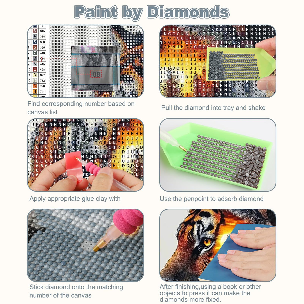 CEOVR Tiger Diamond Painting Kits for Adults, Forest Tiger Diamond Art Dots 5D Full Drill DIY Animal Gem Art, Adult Crafts Kits Arts and Crafts, Wall Decor for Home Office 12x12in CEOVR